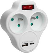 Maclean MCE336E, dual socket, 2x USB, tipas E